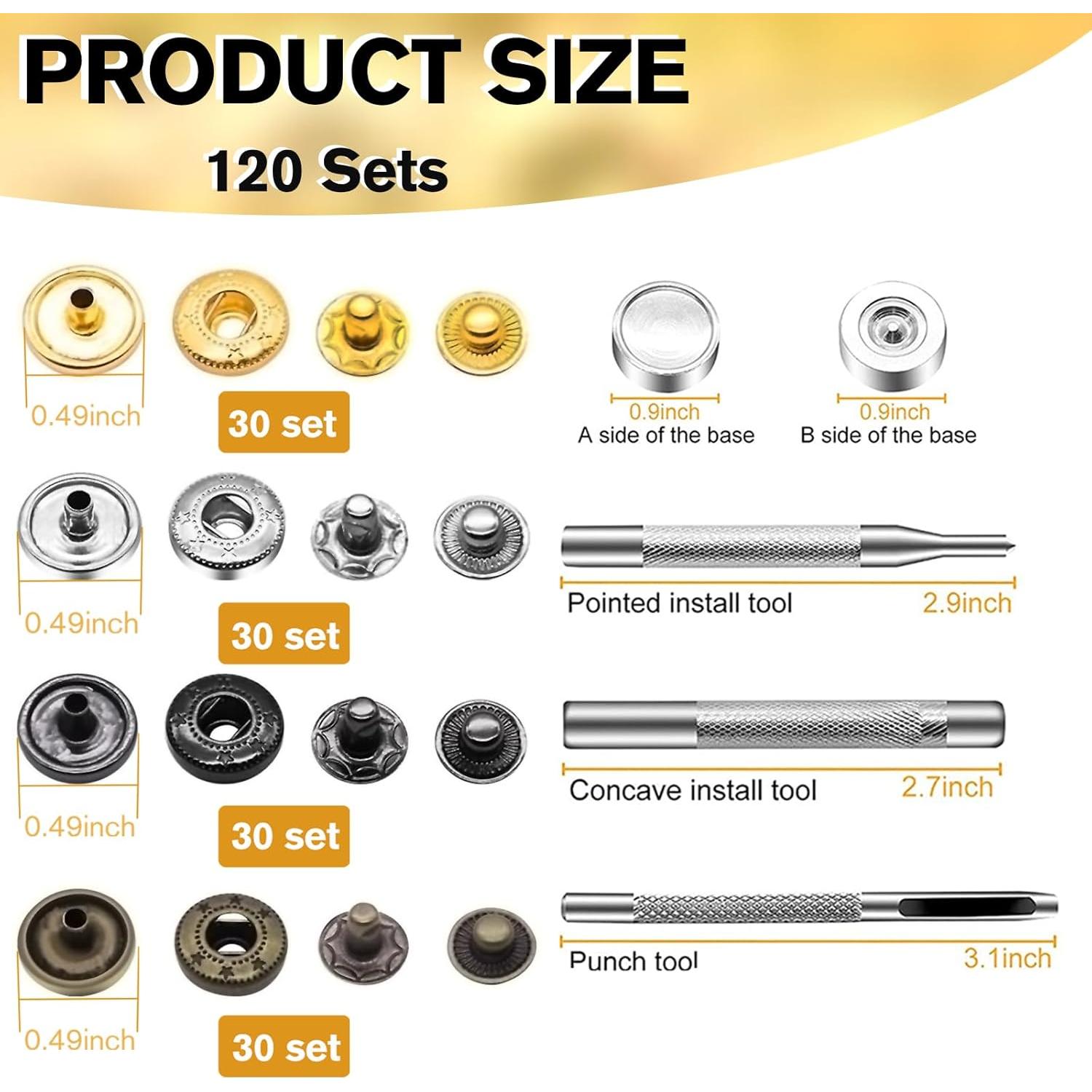 Kit de Sujetadores de Cuero NXTOV 120 Juegos 12.5mm 4 Colores