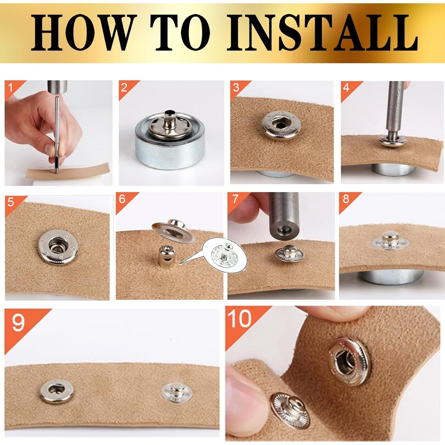 Kit de Sujetadores de Cuero NXTOV 120 Juegos 12.5mm 4 Colores