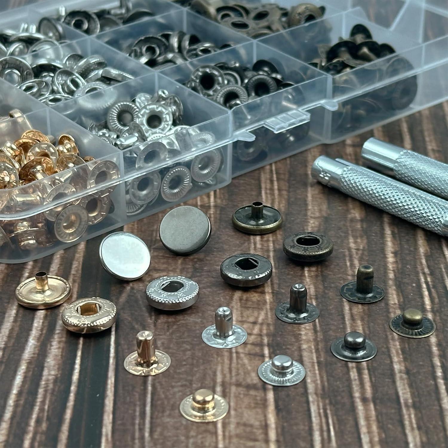 Kit de Sujetadores de Cuero NXTOV 120 Juegos 12.5mm 4 Colores