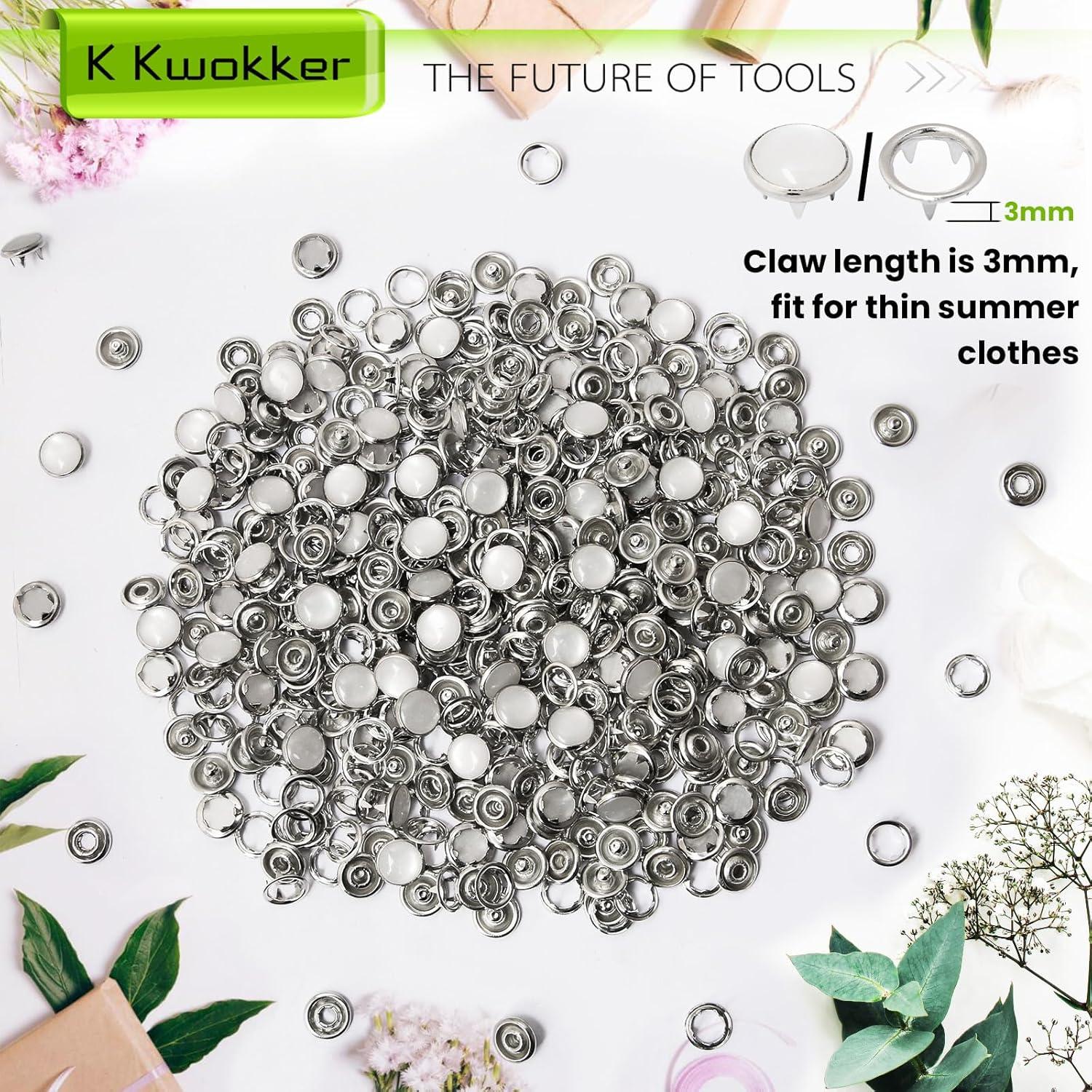 Kit de Botones a Presión K Kwokker 120 Conjuntos Metal Cobre