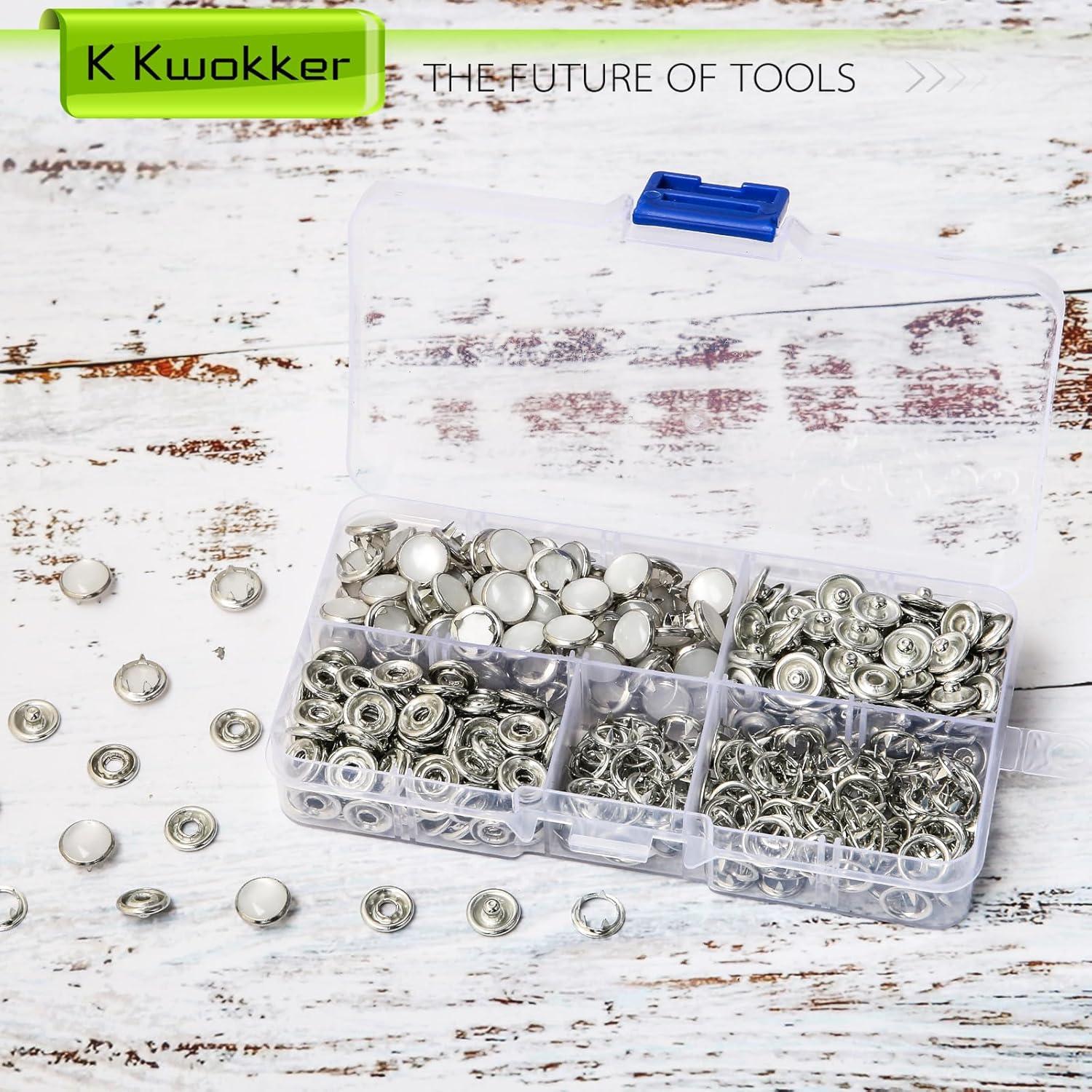 Kit de Botones a Presión K Kwokker 120 Conjuntos Metal Cobre