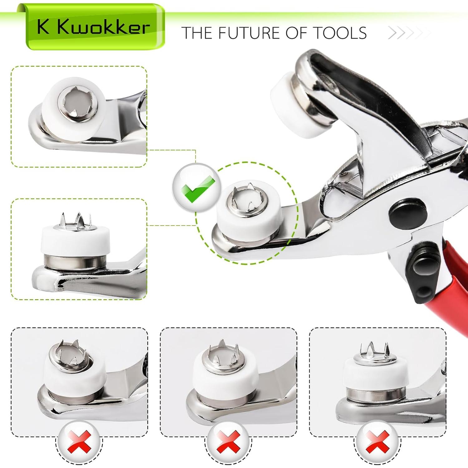 Kit de Botones a Presión K Kwokker 120 Conjuntos Metal Cobre