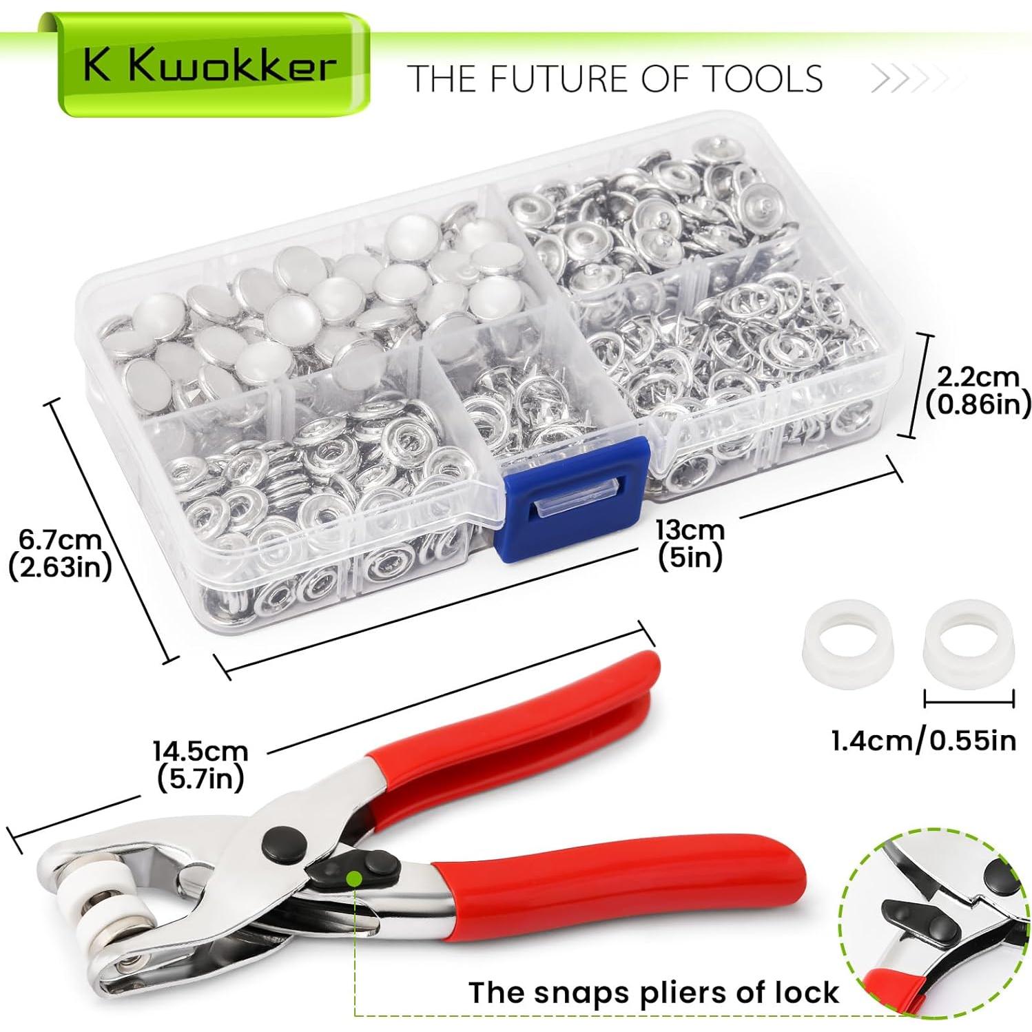 Kit de Botones a Presión K Kwokker 120 Conjuntos Metal Cobre