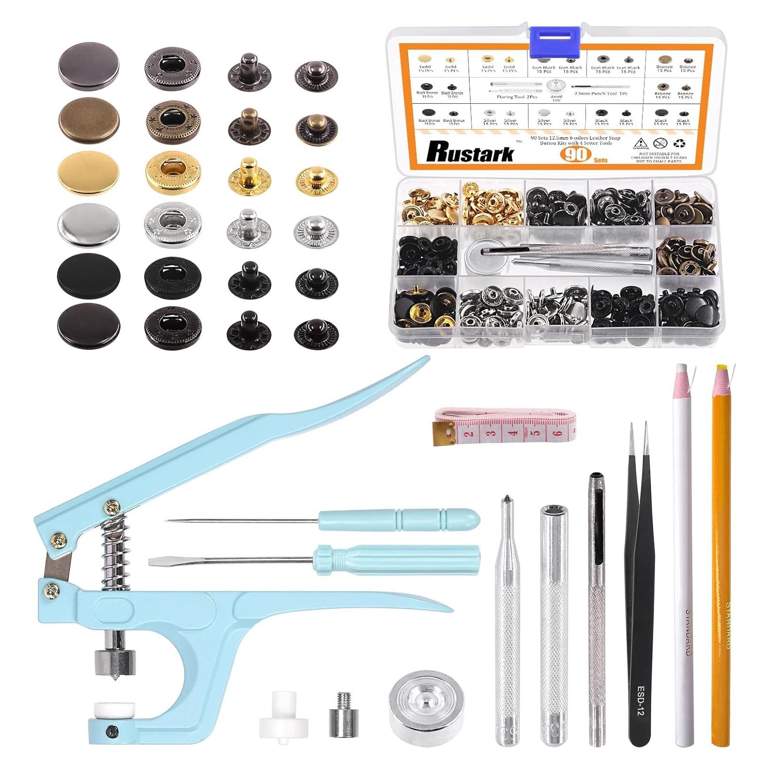 Kit de 90 Botones a Presión 12.5mm Rustark con Herramientas