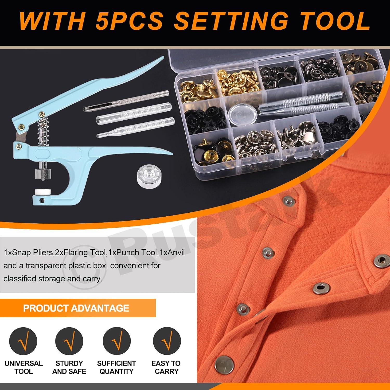 Kit de 90 Botones a Presión 12.5mm Rustark con Herramientas