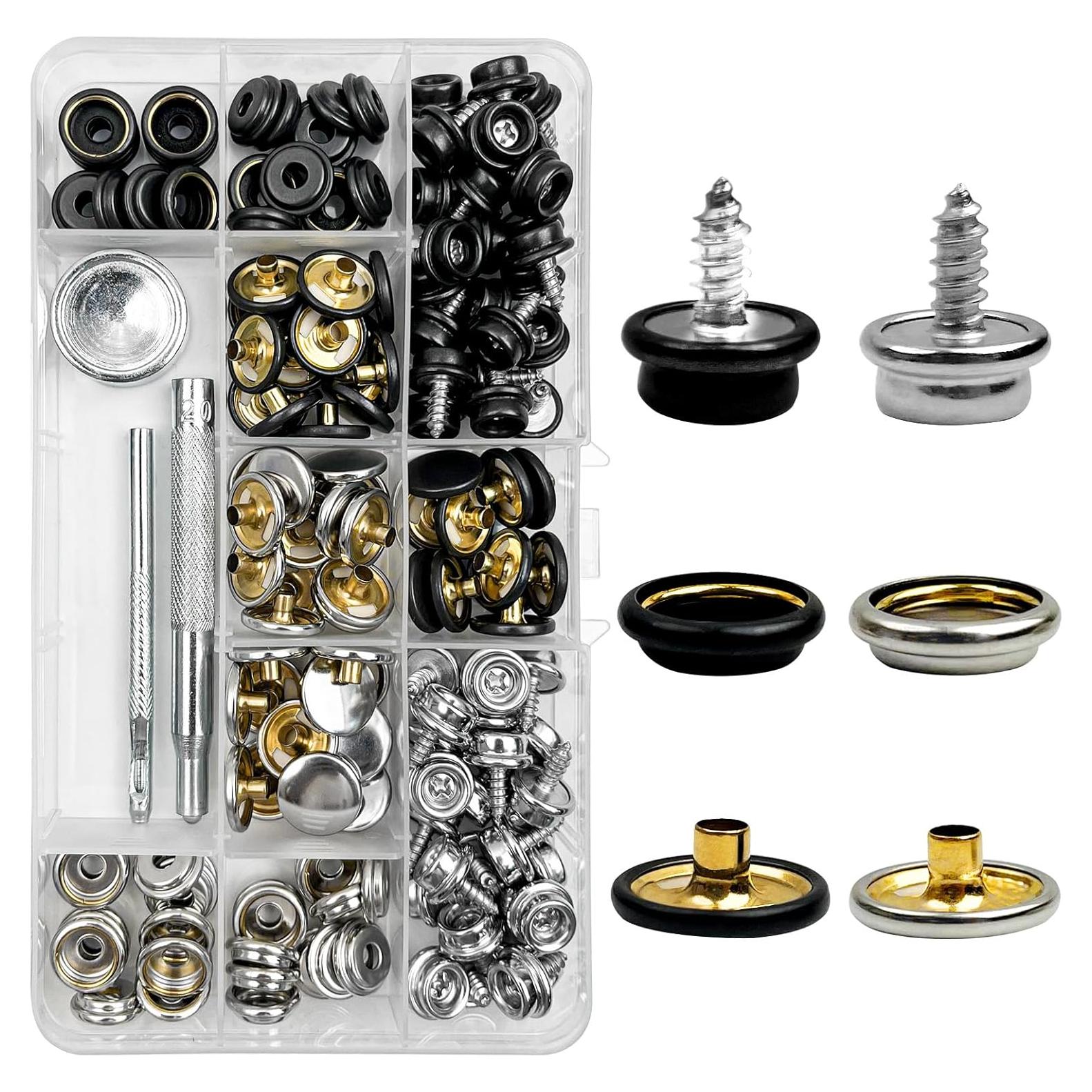 Kit de Botones de Lona 150 Piezas GTAAOY Acero Inoxidable 304