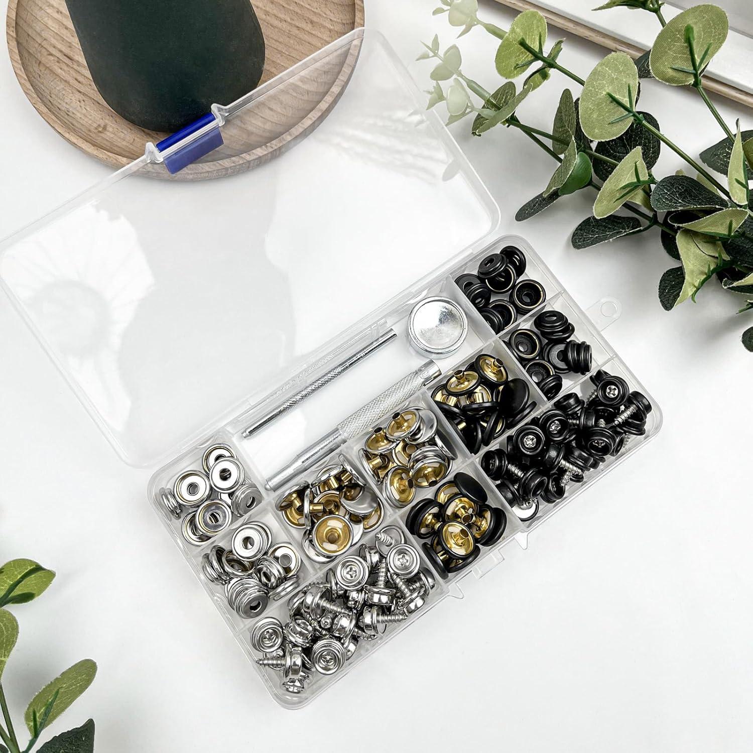 Kit de Botones de Lona 150 Piezas GTAAOY Acero Inoxidable 304