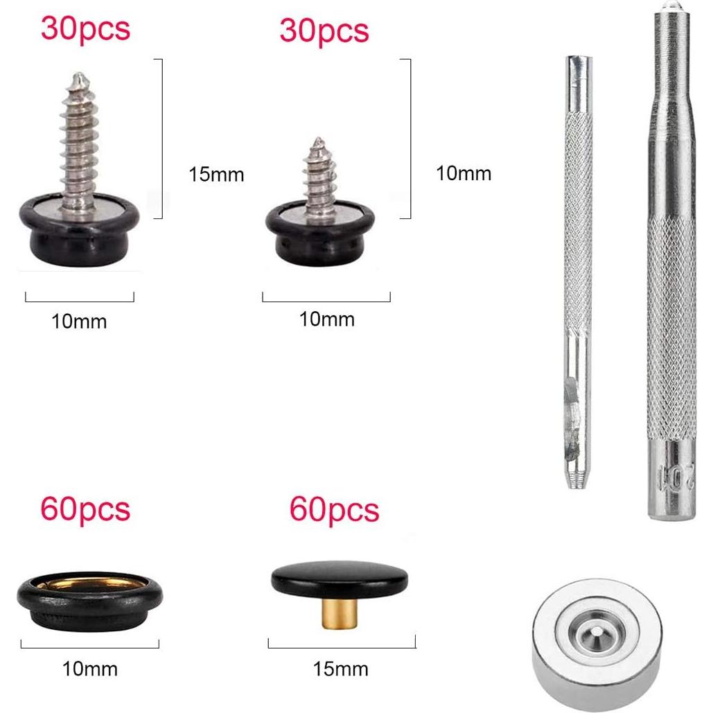 Kit de Botones de Lona 180 Piezas BetterJonny Acero Inoxidable