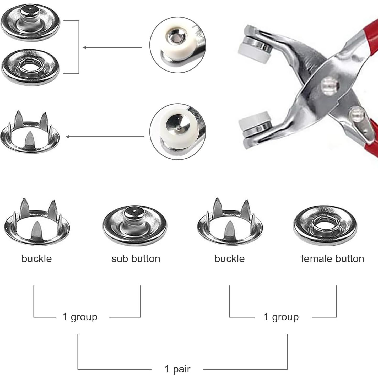 Kit de 200 Broches Metálicos 9.5mm con Herramienta JLNGTHONG