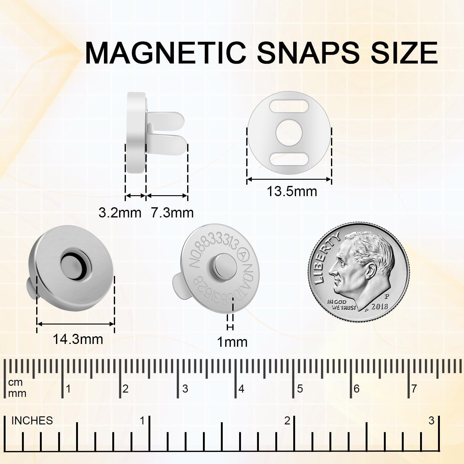 CooBigo 24 Sets Broches Magnéticos 14mm Plateado para Bolsos