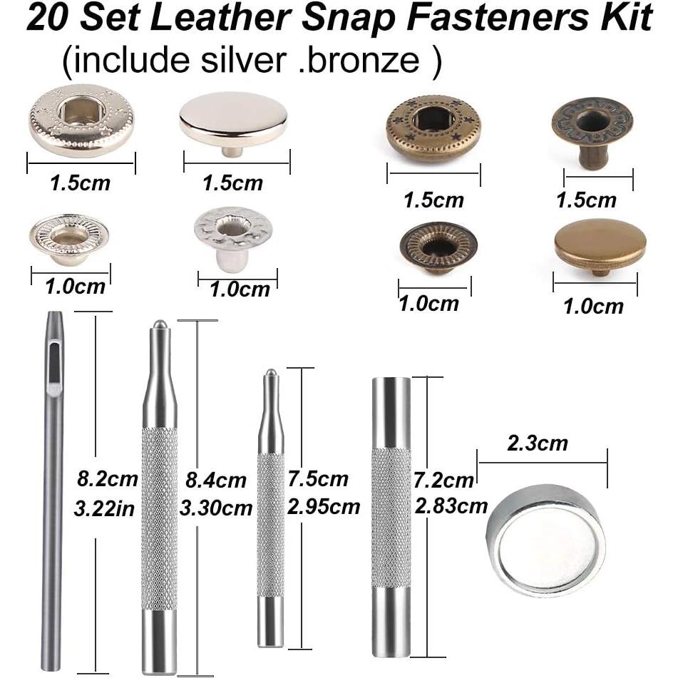 Kit de Botones de Presión QMNNMA Acero Inoxidable 40 Pcs