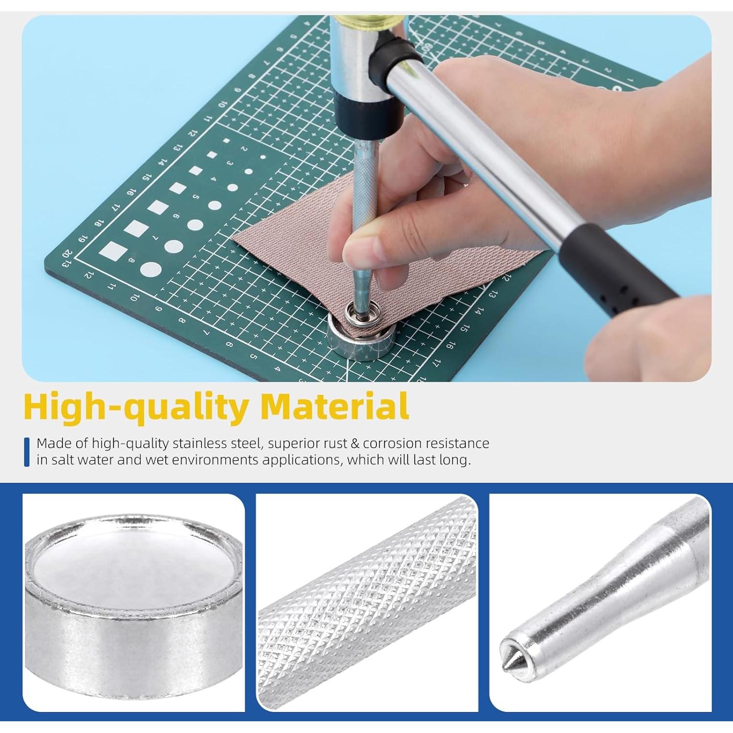 Kit de Botones a Presión Glarks 62Pcs Acero Inoxidable Marino