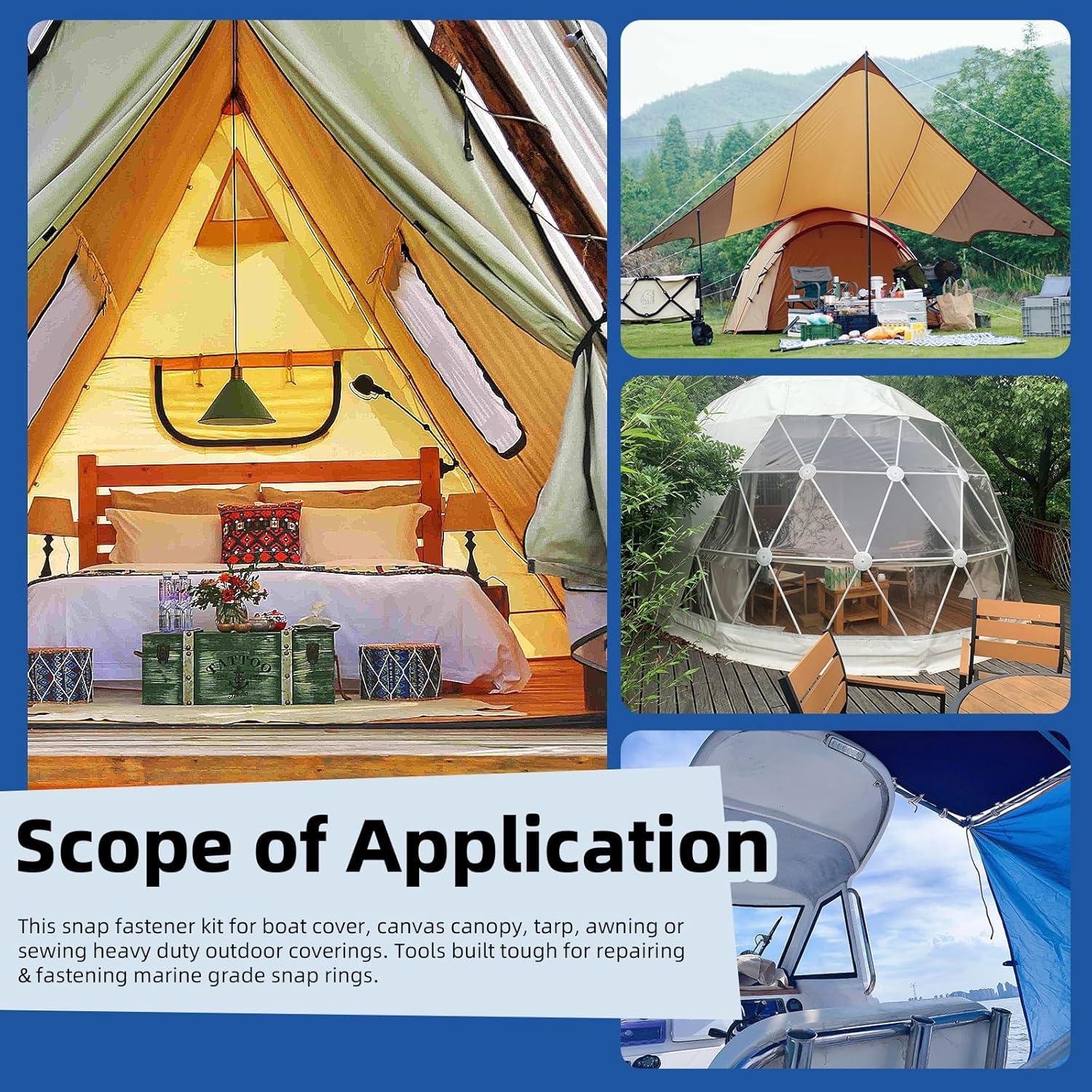 Kit de Botones a Presión Glarks 62Pcs Acero Inoxidable Marino