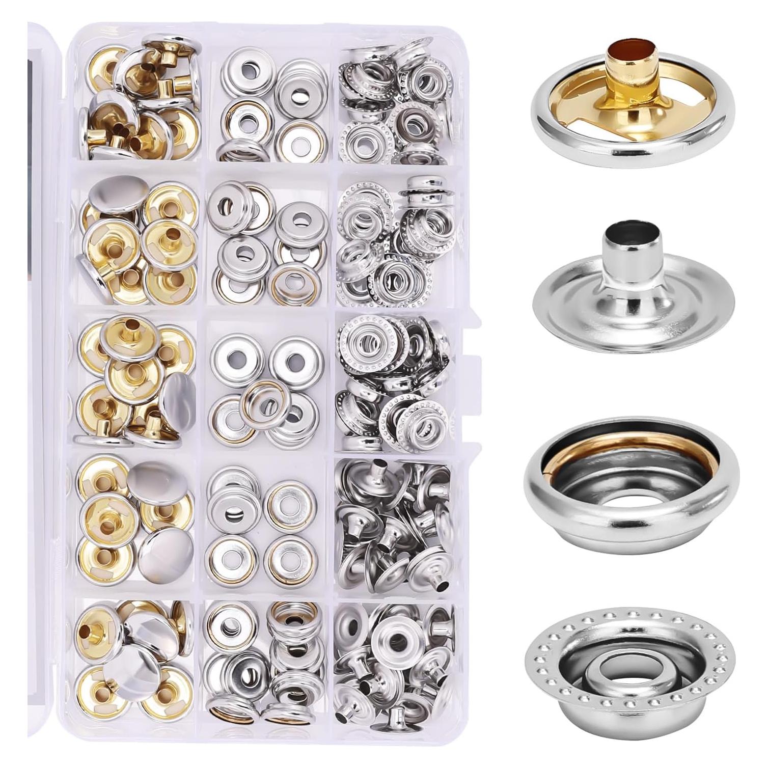 Kit de 160 Botones a Presión Titoe 15mm Acero Inoxidable