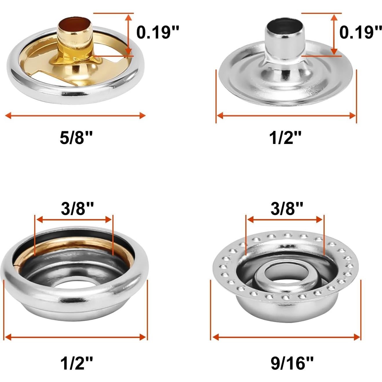 Kit de 160 Botones a Presión Titoe 15mm Acero Inoxidable