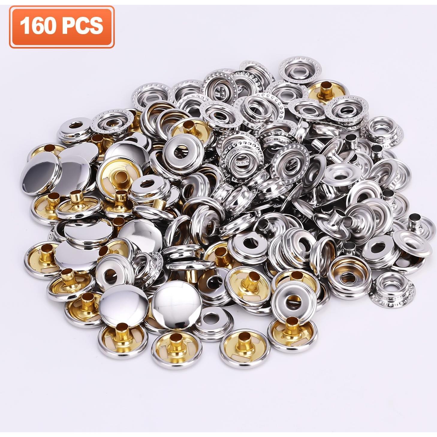 Kit de 160 Botones a Presión Titoe 15mm Acero Inoxidable