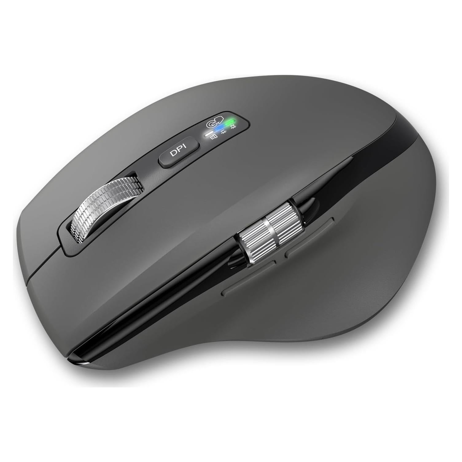 Wireless Side Scroll Mouse with Multi-Device, Ergonomic Computer Mice with Smart Flying Scroll, Quiet Click for Computer, Laptop, iPad, Tablet, MacBook (Grey)
