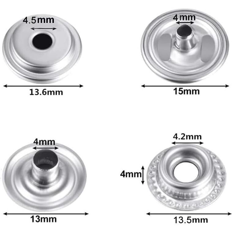 240 Botones a Presión Acero Inoxidable BetterJonny 15mm