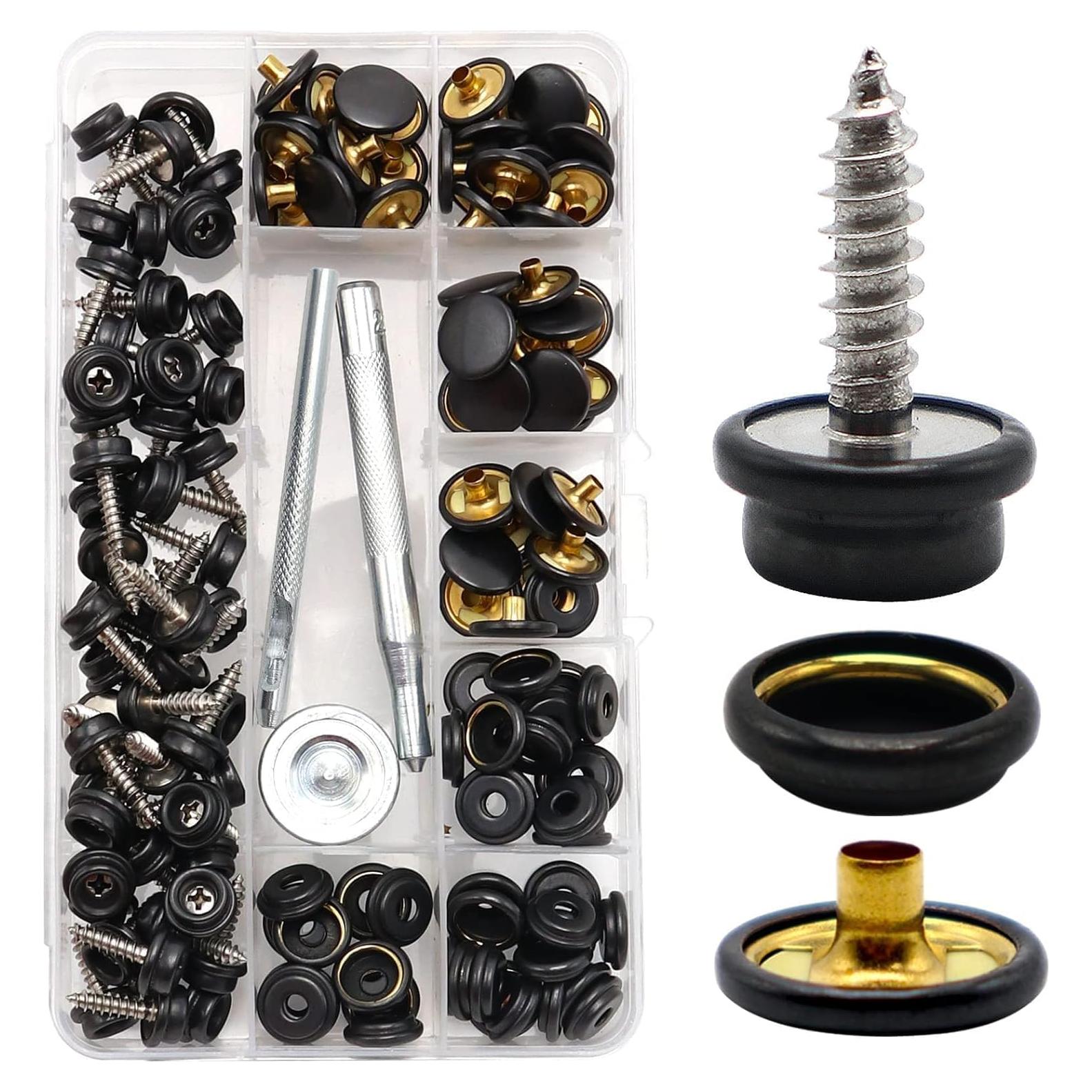 Kit de Botones de Lienzo Weiwei 50 Juegos Acero Inoxidable