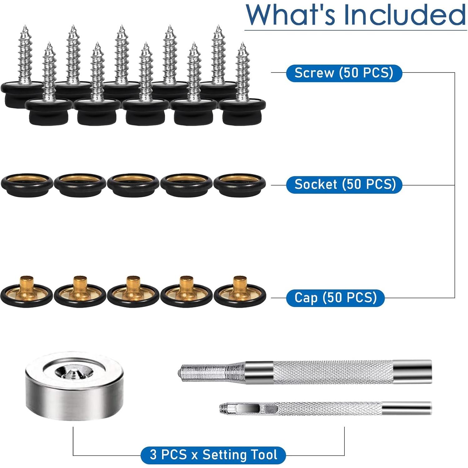 Kit de Botones de Lienzo Weiwei 50 Juegos Acero Inoxidable