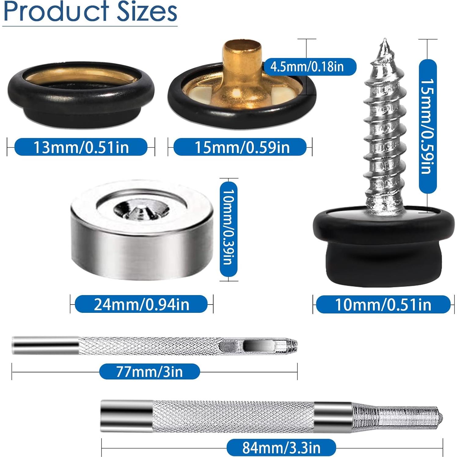 Kit de Botones de Lienzo Weiwei 50 Juegos Acero Inoxidable