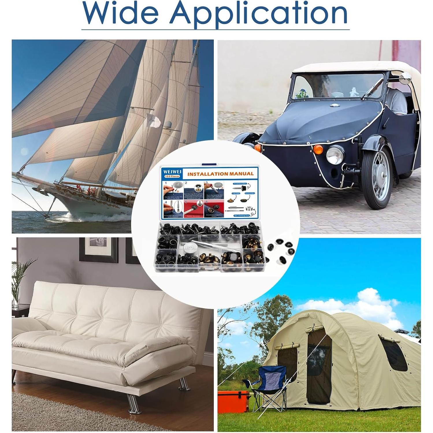 Kit de Botones de Lienzo Weiwei 50 Juegos Acero Inoxidable