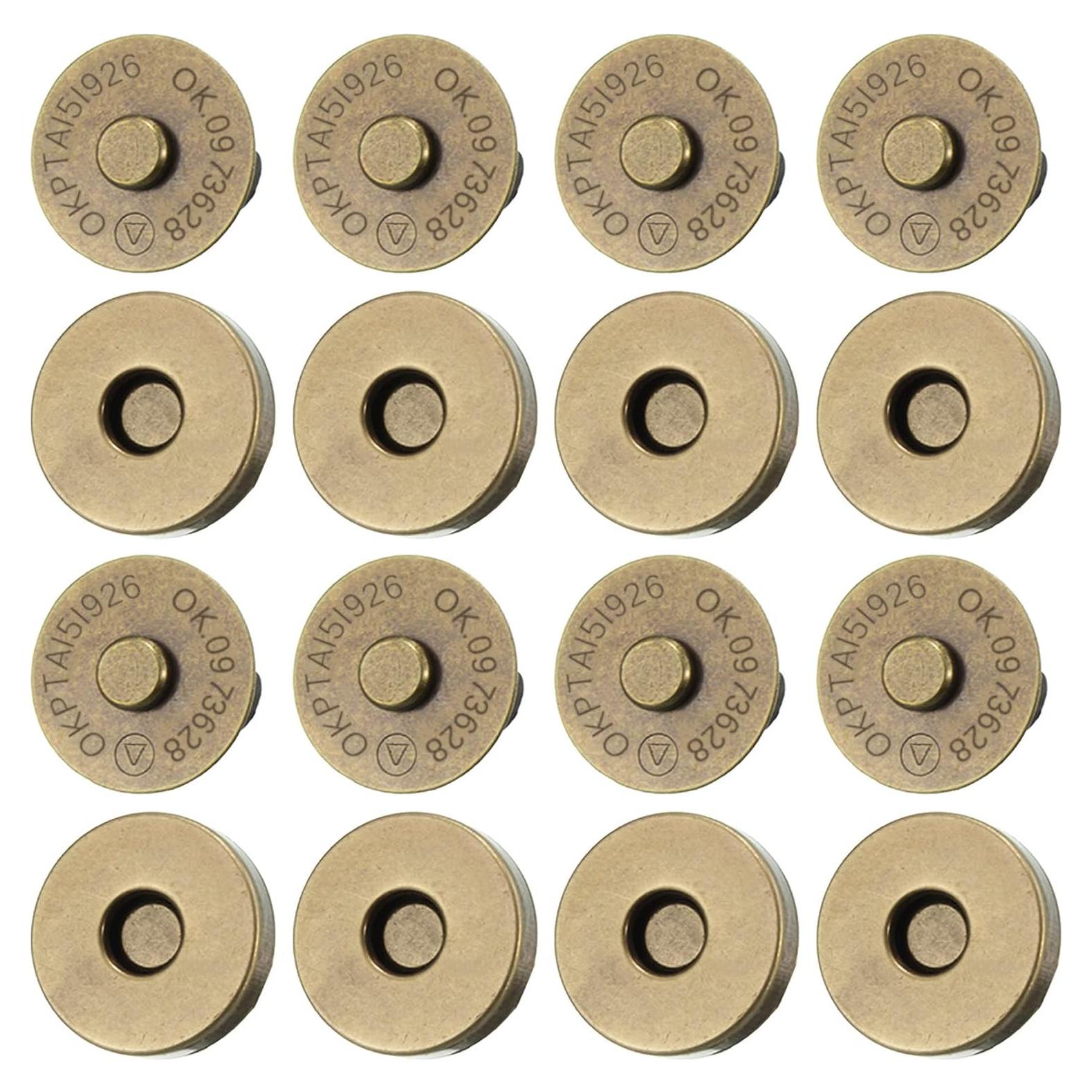 20 Broches Magnéticos de Cierre para Costura Bronce 14MM
