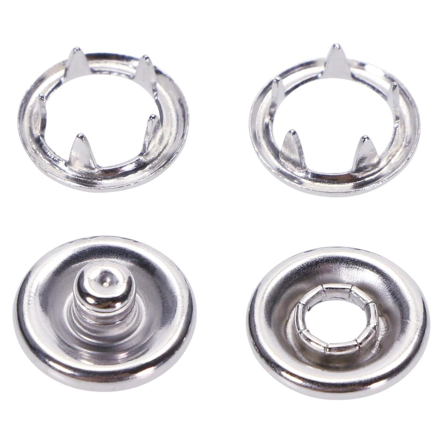 Kit de Botones a Presión Metálicos ONLYKXY 50 Piezas Plata