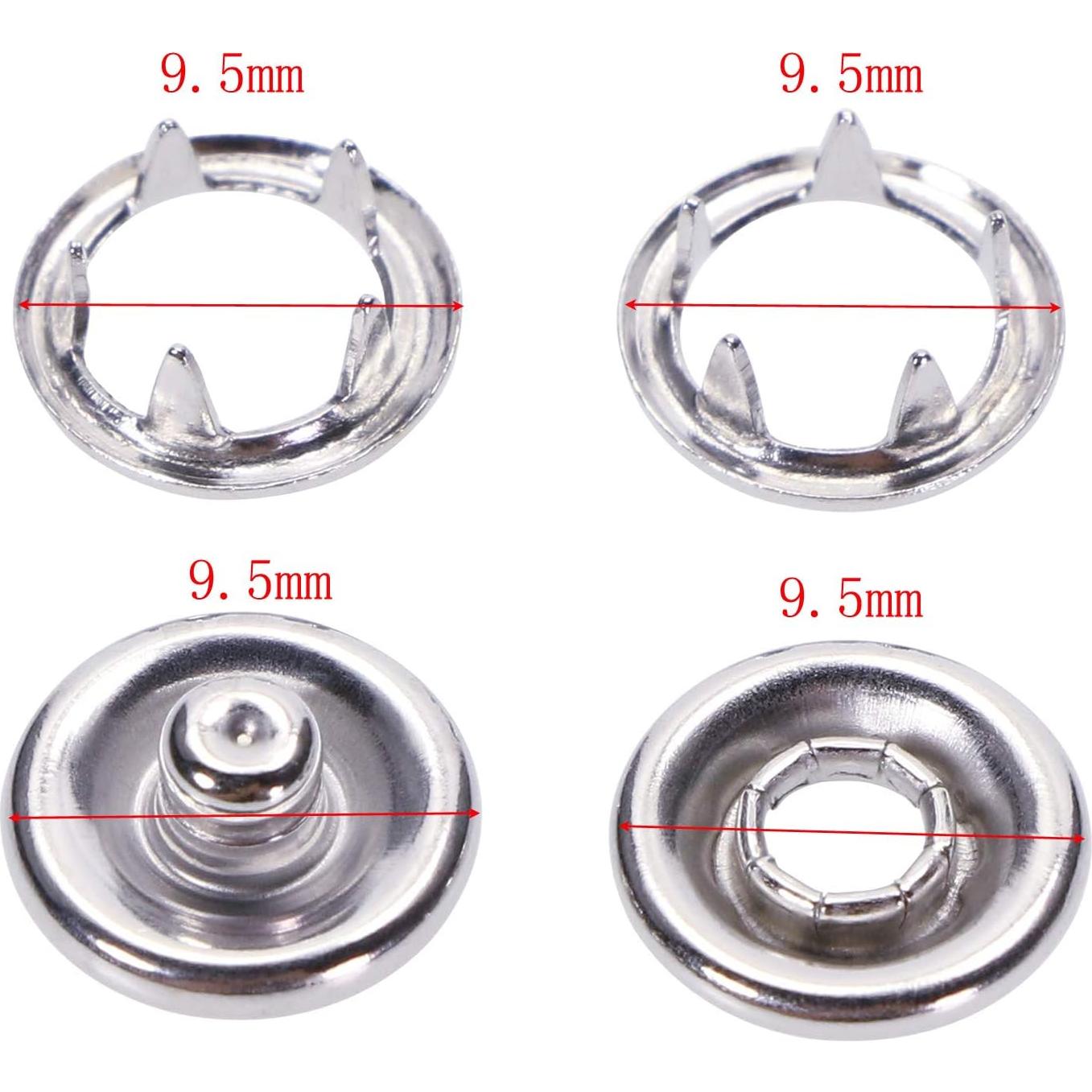 Kit de Botones a Presión Metálicos ONLYKXY 50 Piezas Plata