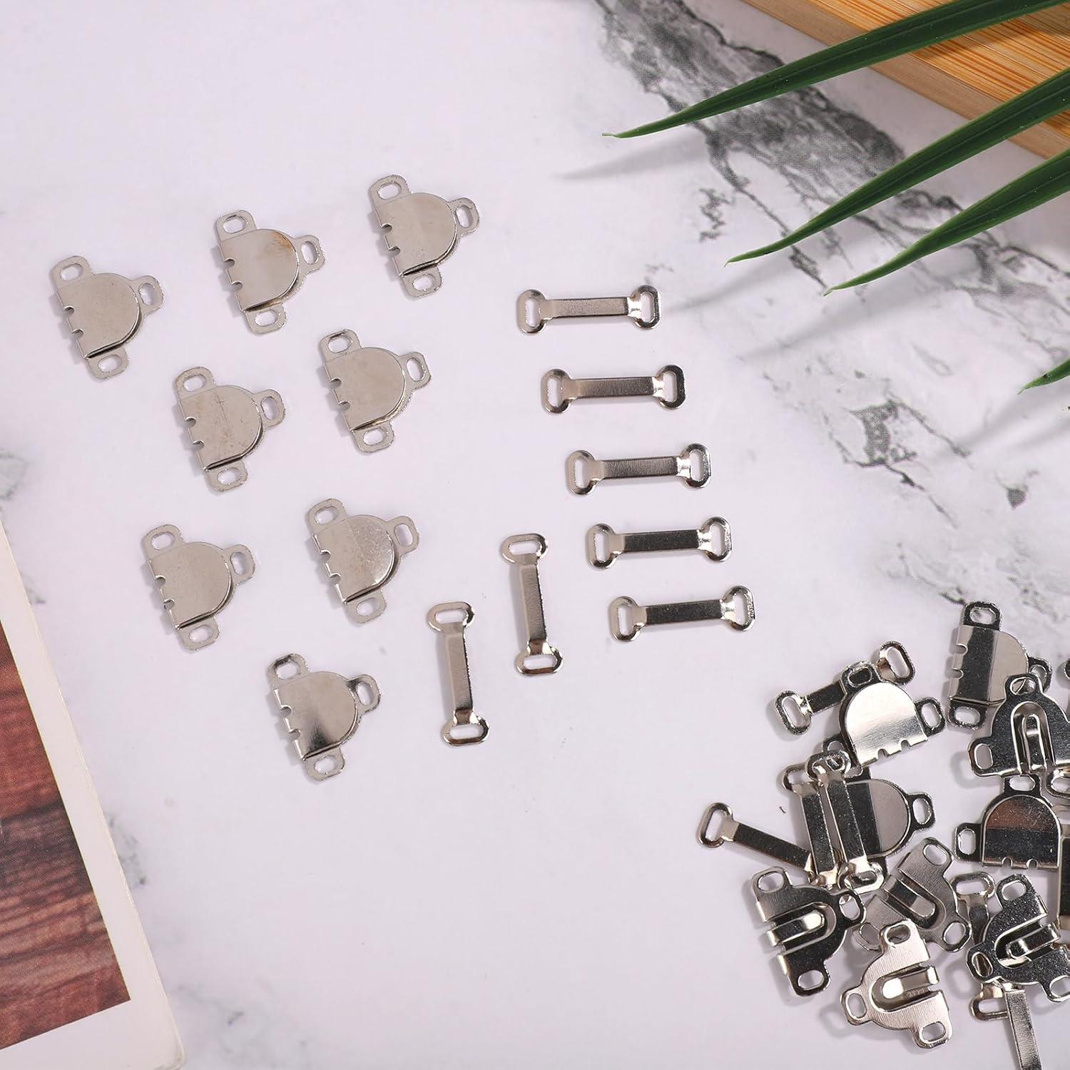 20 Juegos de Ganchos y Ojos de Cierre de Costura Plata 17mm