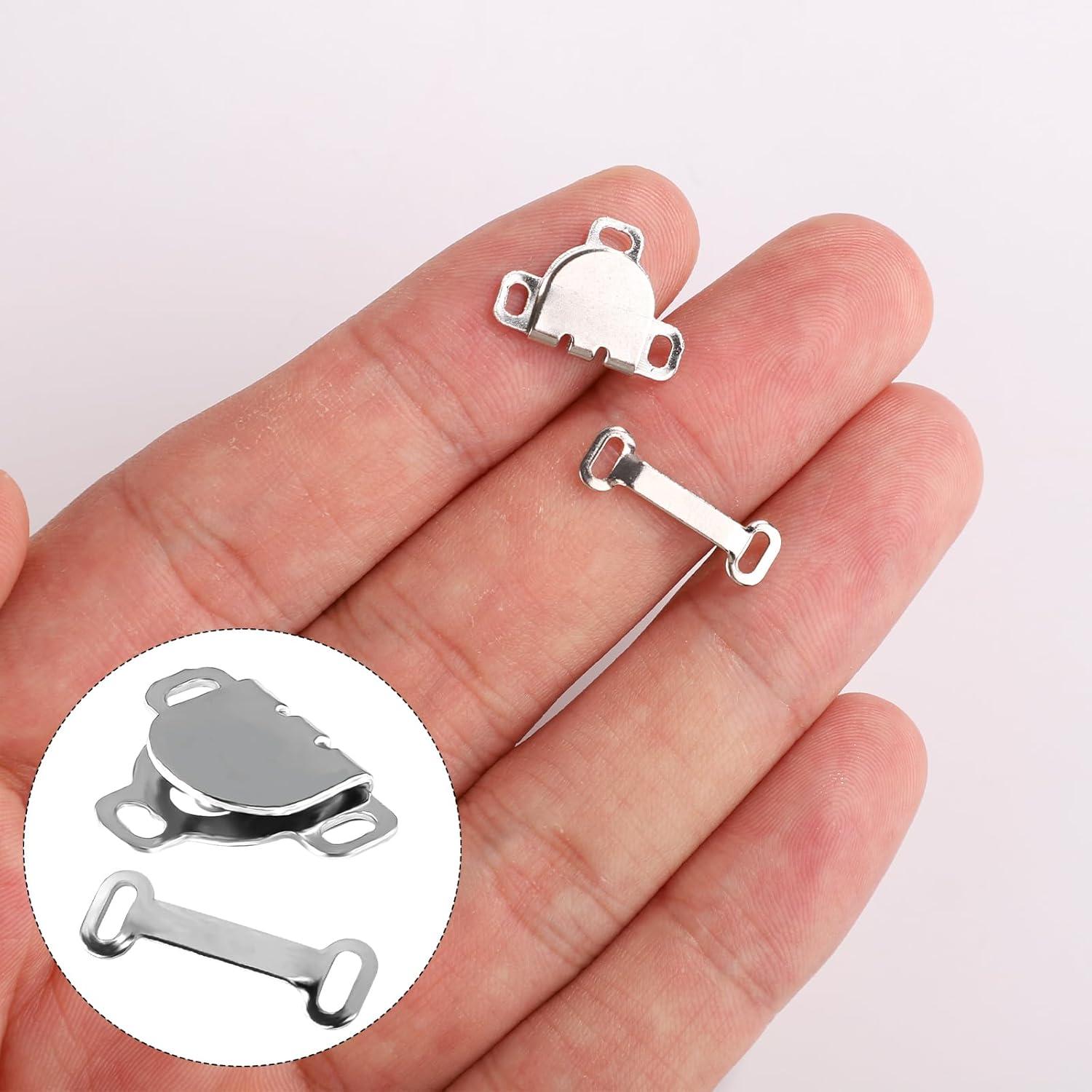 20 Juegos de Ganchos y Ojos de Cierre de Costura Plata 17mm