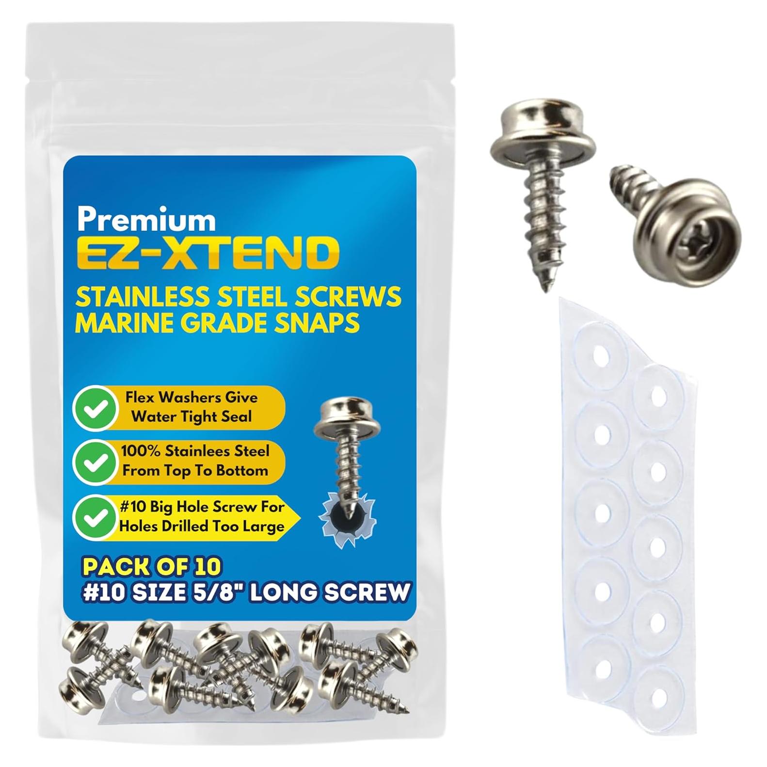 Kit de Tornillos de Acero Inoxidable EZ-Xtend #10 5/8" para Barcos