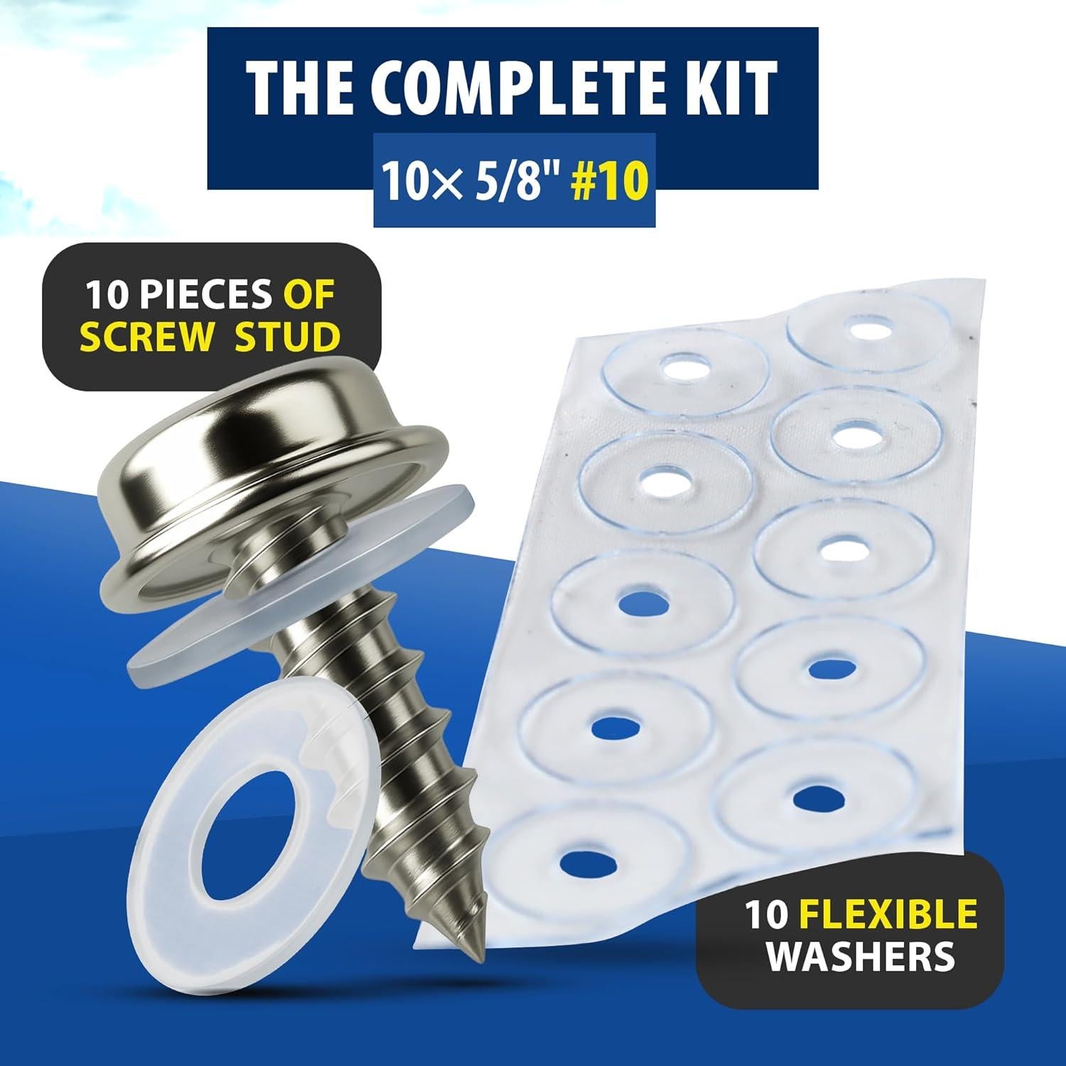 Kit de Tornillos de Acero Inoxidable EZ-Xtend #10 5/8" para Barcos