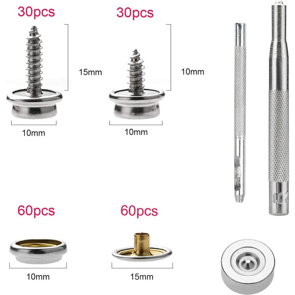 Kit de 180 Botones de Lona BetterJonny con Herramientas de Instalación