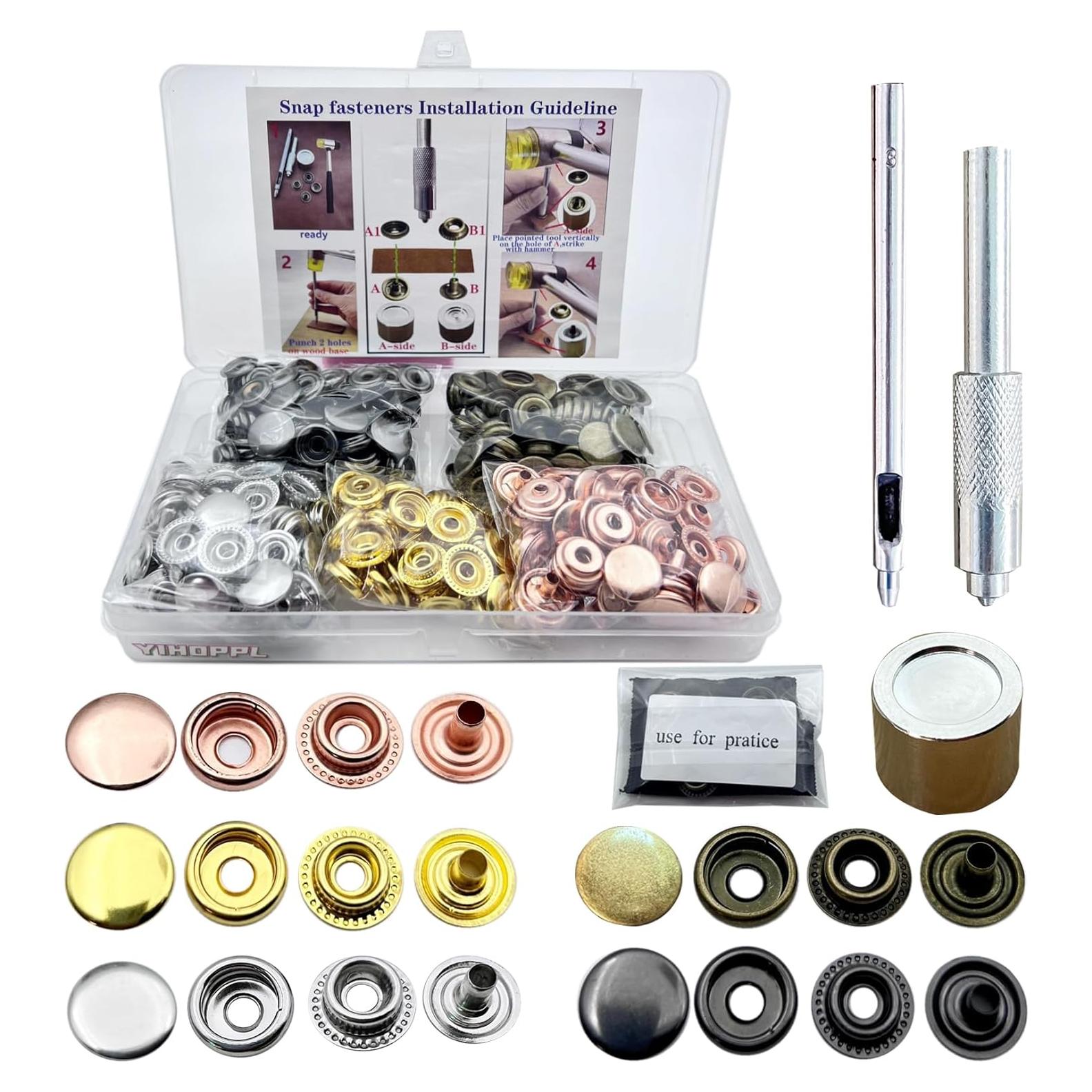 Kit de Sujetadores de Presión de Cuero YIHOPPL 15mm Latón 25 Piezas