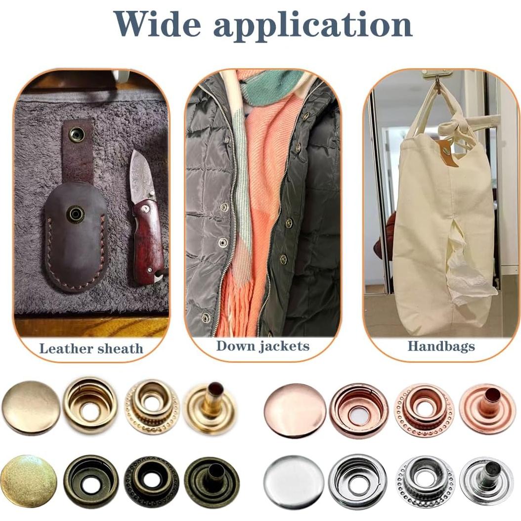 Kit de Sujetadores de Presión de Cuero YIHOPPL 15mm Latón 25 Piezas