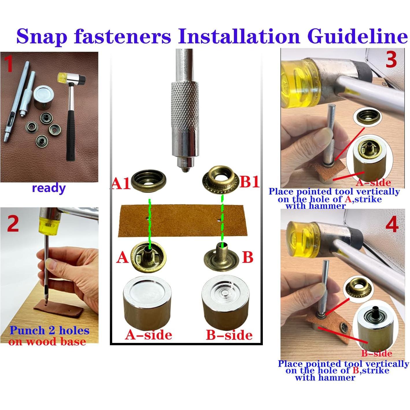 Kit de Sujetadores de Presión de Cuero YIHOPPL 15mm Latón 25 Piezas