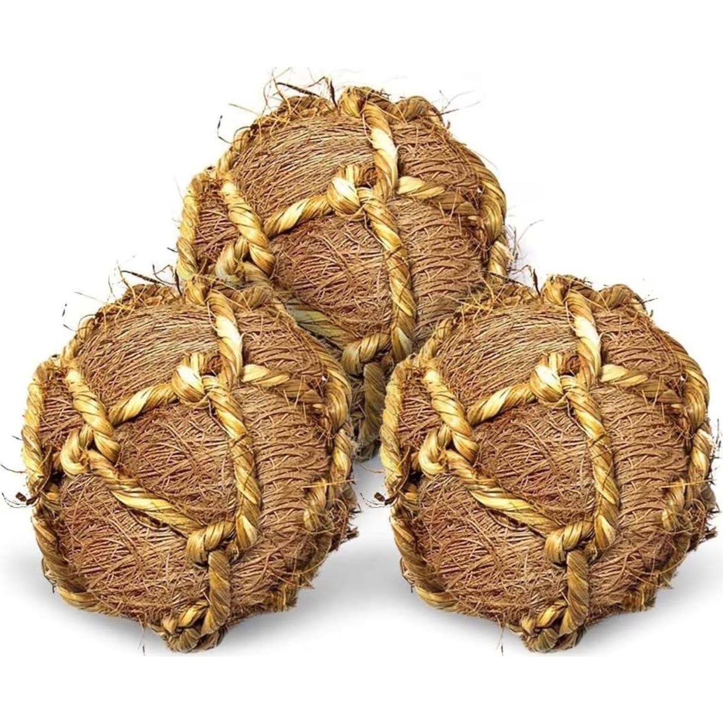 Pelotas de Coco para Conejos SunGrow - 3 Piezas, Alivio Estrés