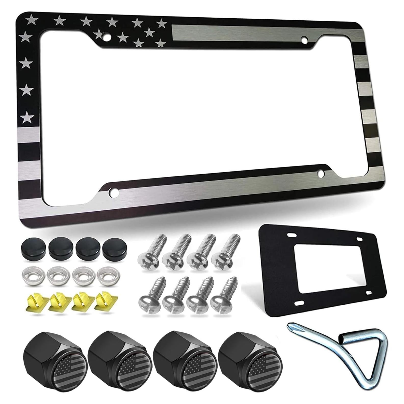 Marco de Placa de Licencia Patriótico Tuersan con Bandera EE. UU.