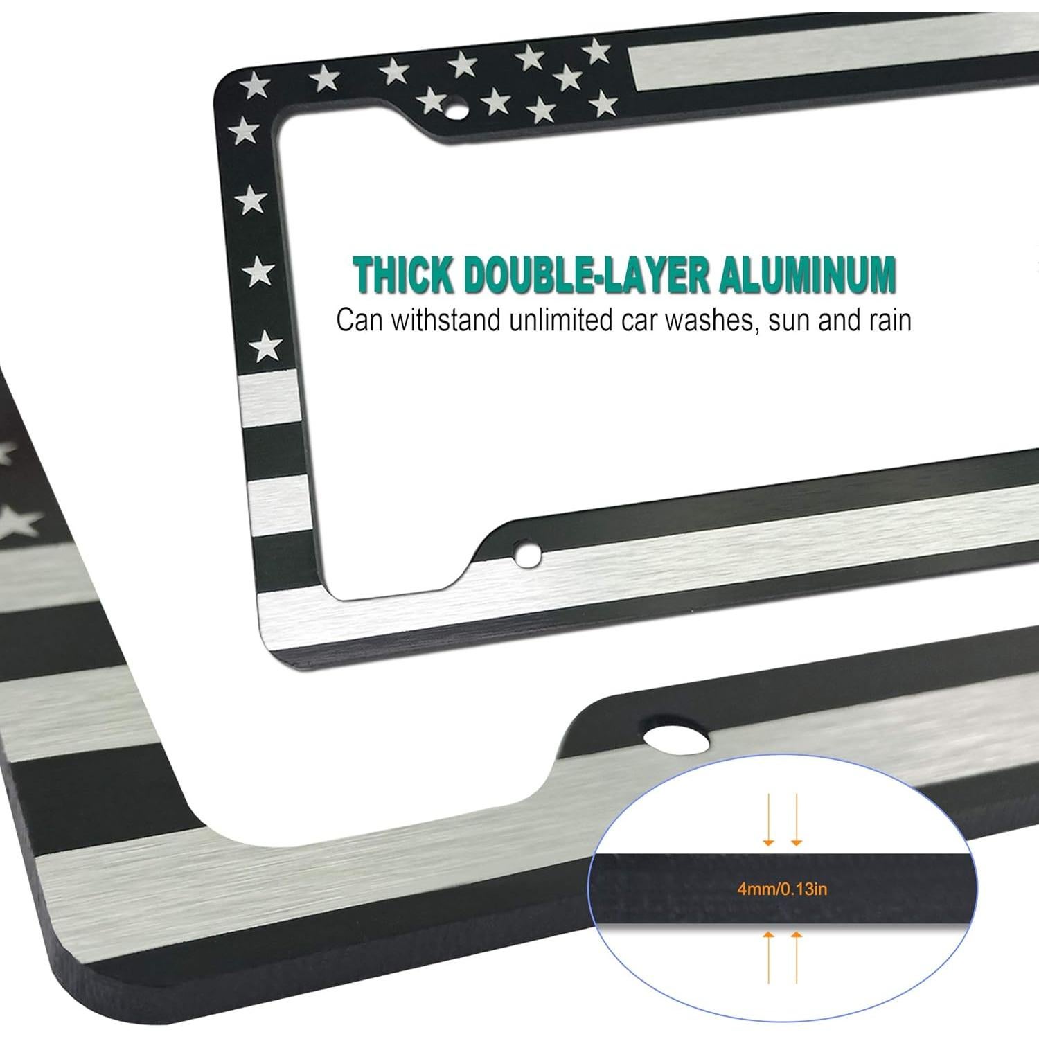 Marco de Placa de Licencia Patriótico Tuersan con Bandera EE. UU.