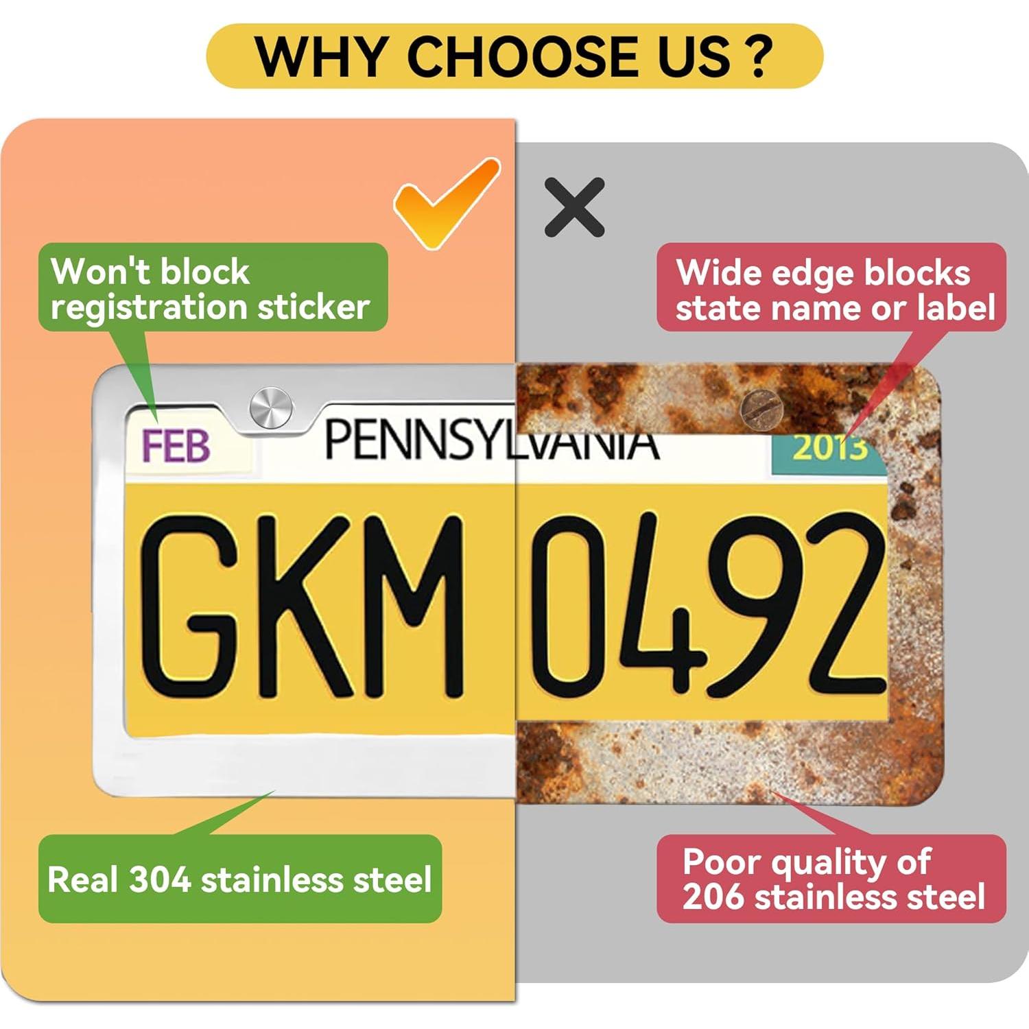 Marco de Placa de Licencia Acero Inoxidable FlamaX 2 Unidades