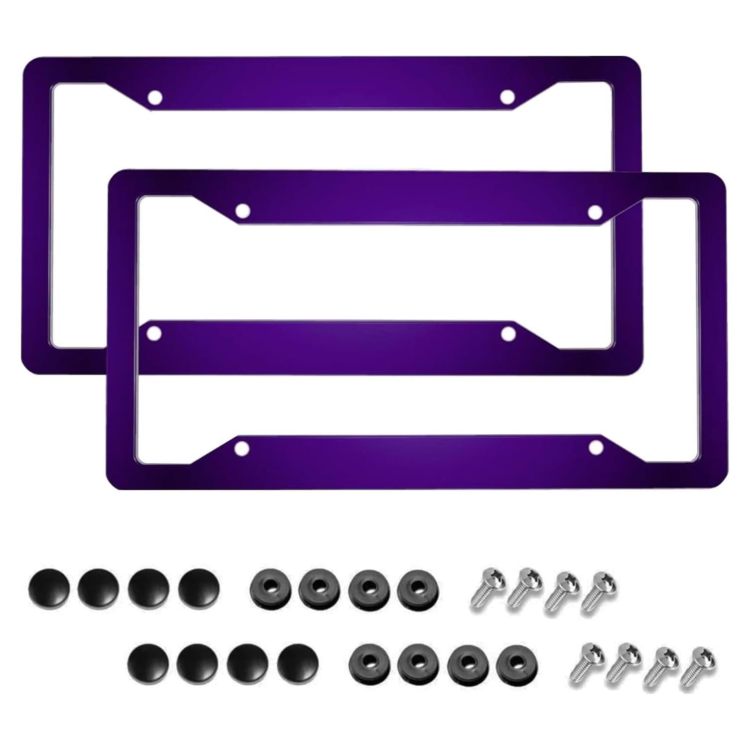 Marco de Placa de Licencia Morado Yobvec - 2 Paquetes Universal