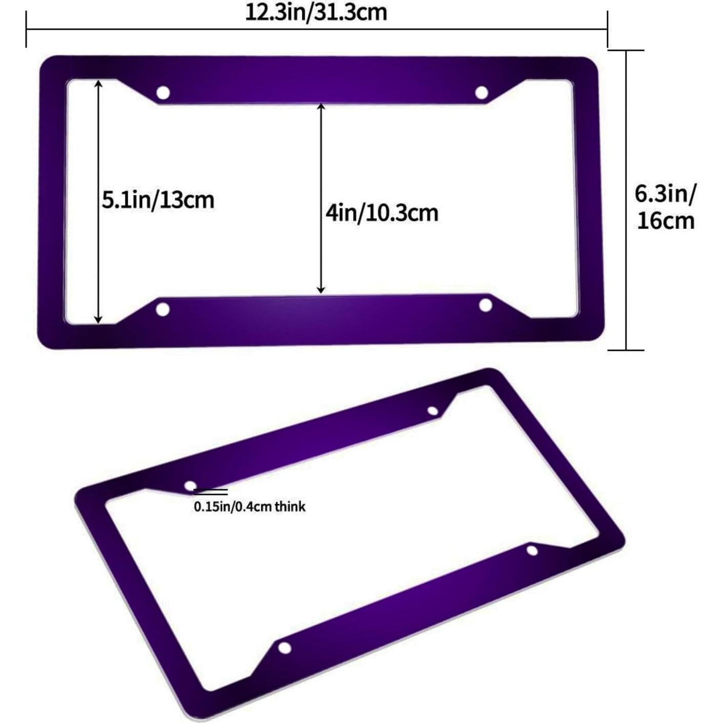 Marco de Placa de Licencia Morado Yobvec - 2 Paquetes Universal