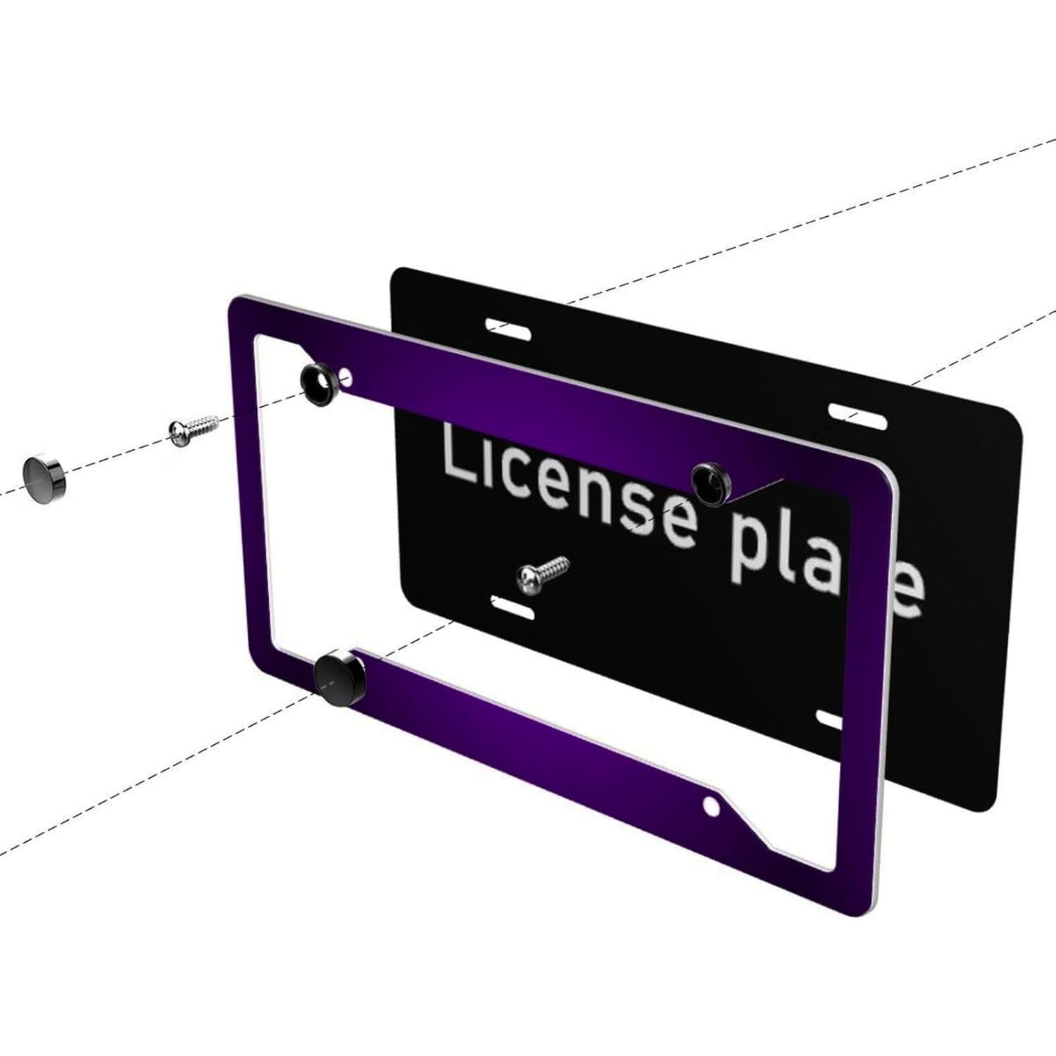 Marco de Placa de Licencia Morado Yobvec - 2 Paquetes Universal