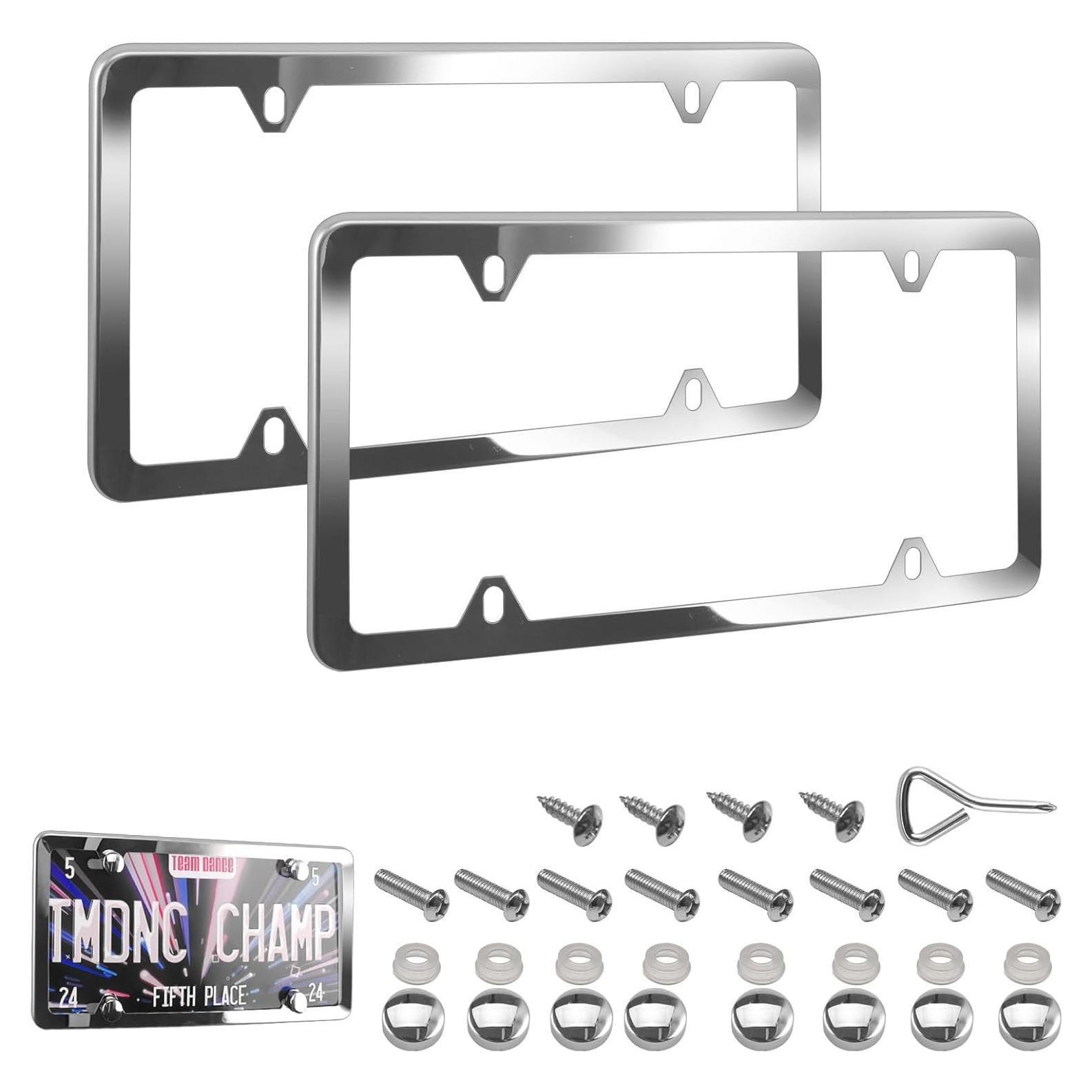 Marco de Placa de Licencia Acero Inoxidable Cromado 2 Pcs