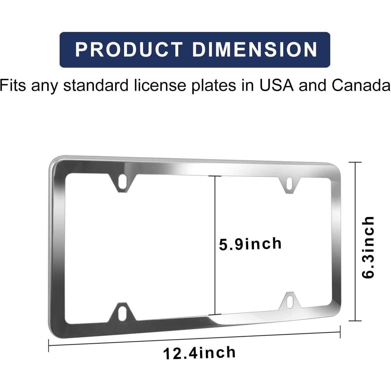 Marco de Placa de Licencia Acero Inoxidable Cromado 2 Pcs