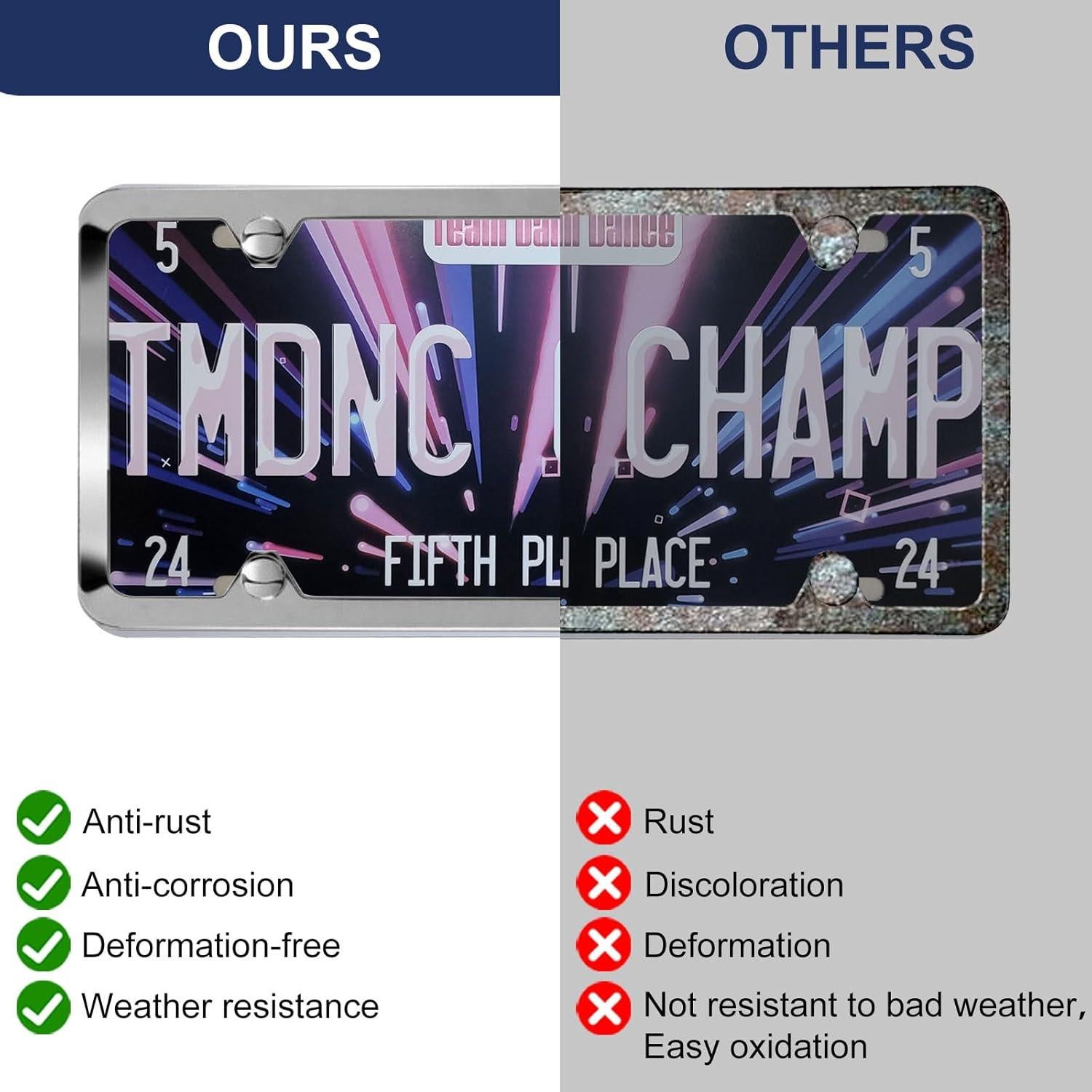 Marco de Placa de Licencia Acero Inoxidable Cromado 2 Pcs