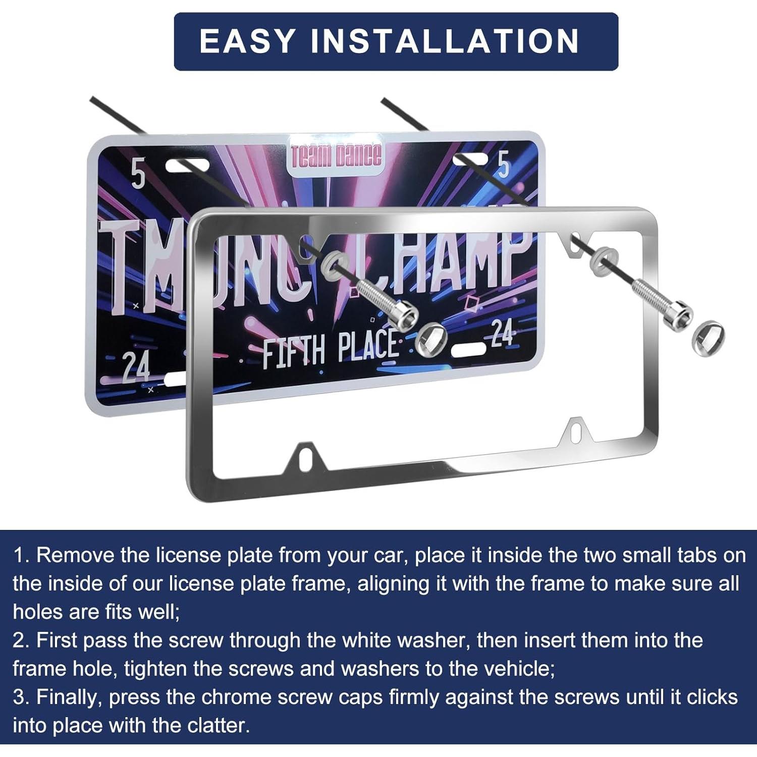 Marco de Placa de Licencia Acero Inoxidable Cromado 2 Pcs