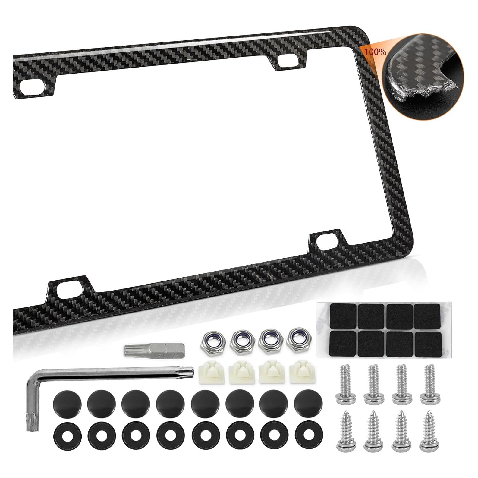 Marco de Placa de Licencia HIBRONGO Fibra de Carbono 100% Puro