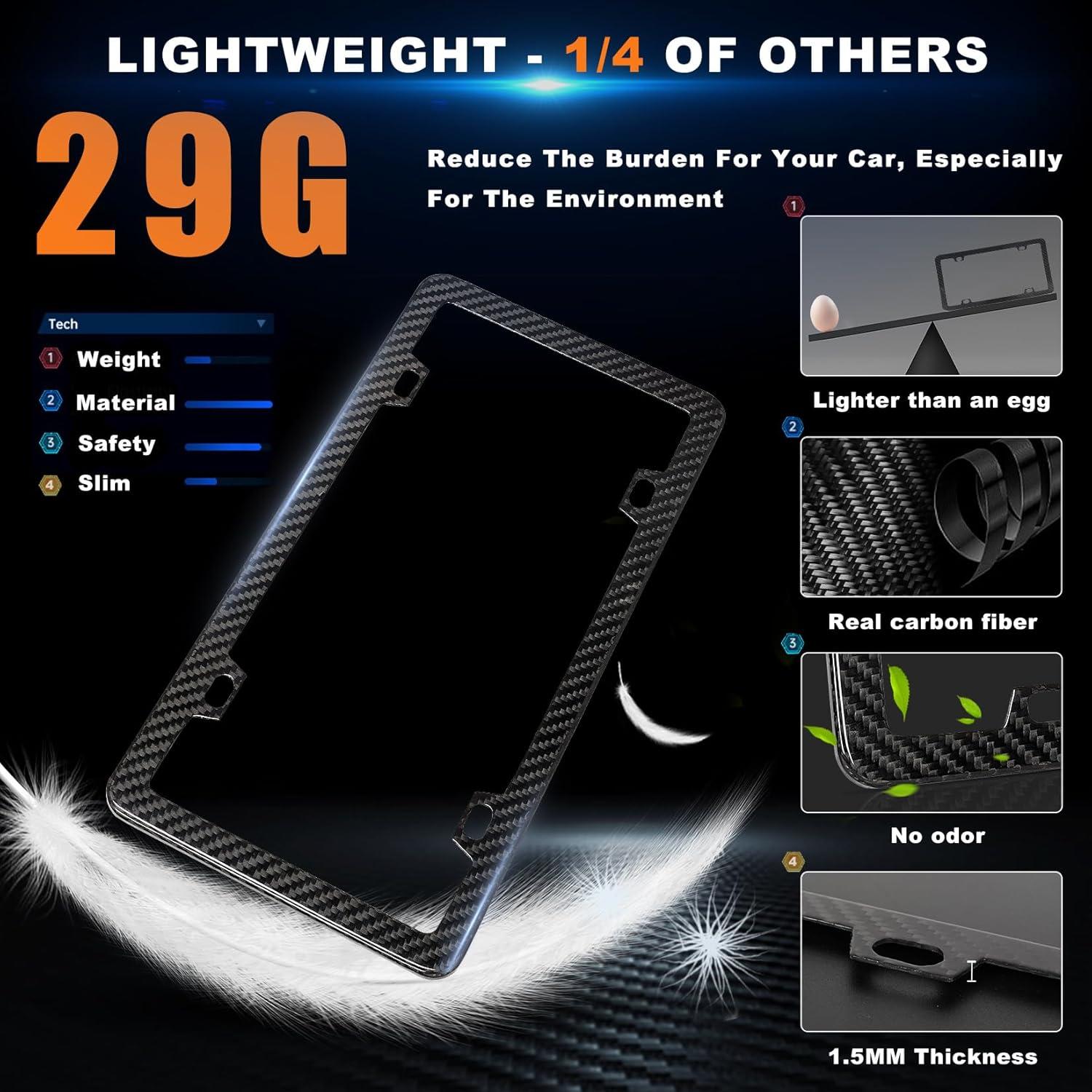 Marco de Placa de Licencia HIBRONGO Fibra de Carbono 100% Puro